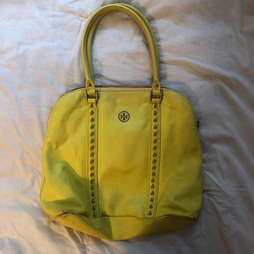 Tory Burch yellow studded tote
